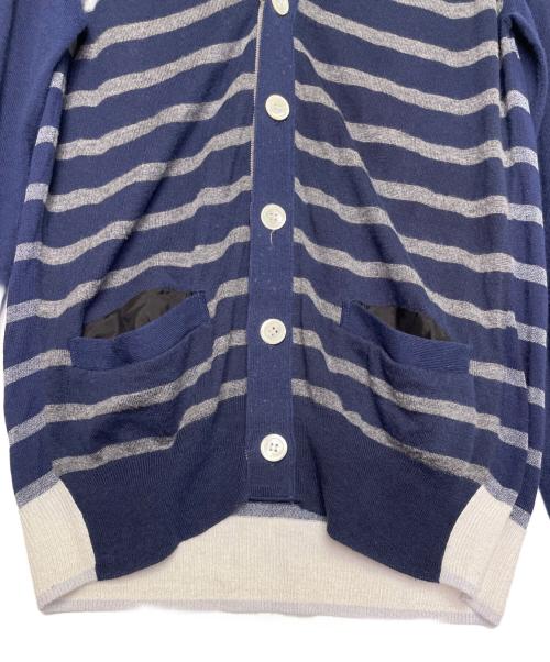 sacai（サカイ）sacai (サカイ) sacai サカイ 2013SS Vネック ボーダー カーディガン 薄手 ネイビー サイズ:1の古着・服飾アイテム