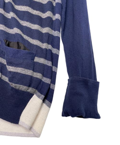 sacai（サカイ）sacai (サカイ) sacai サカイ 2013SS Vネック ボーダー カーディガン 薄手 ネイビー サイズ:1の古着・服飾アイテム
