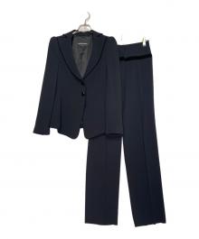 EMPORIO ARMANI（エンポリオ アルマーニ）の古着「EMPORIO ARMANI エンポリオ アルマーニ 2009-10AW ベロア切り替え 3ボタン パンツスーツ セットアップ」｜ブラック
