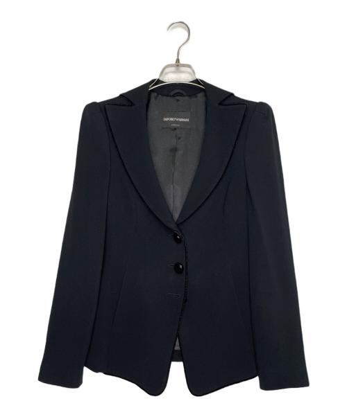 EMPORIO ARMANI（エンポリオ アルマーニ）EMPORIO ARMANI EMPORIO ARMANI エンポリオ アルマーニ 2009-10AW ベロア切り替え 3ボタン パンツスーツ セットアップ ブラック サイズ:TG. 36 / IT 36（日本サイズ7号・S相当）の古着・服飾アイテム