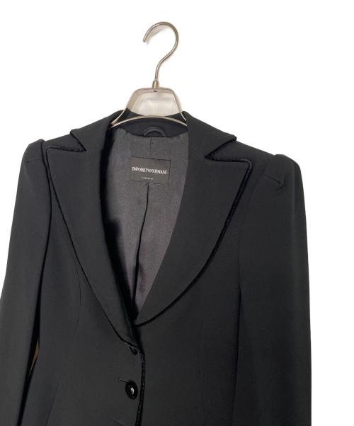 EMPORIO ARMANI（エンポリオ アルマーニ）EMPORIO ARMANI EMPORIO ARMANI エンポリオ アルマーニ 2009-10AW ベロア切り替え 3ボタン パンツスーツ セットアップ ブラック サイズ:TG. 36 / IT 36（日本サイズ7号・S相当）の古着・服飾アイテム