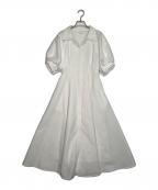 HER LIP TOハーリップトゥ）の古着「Her lip to ハーリップトゥ Vienna Volume Sleeve Shirt Dress ヴィエナ ボリュームスリーブ シャツドレス ワンピース ホワイト」｜ホワイト
