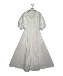 HER LIP TO（ハーリップトゥ）の古着「Her lip to ハーリップトゥ Vienna Volume Sleeve Shirt Dress ヴィエナ ボリュームスリーブ シャツドレス ワンピース ホワイト」｜ホワイト