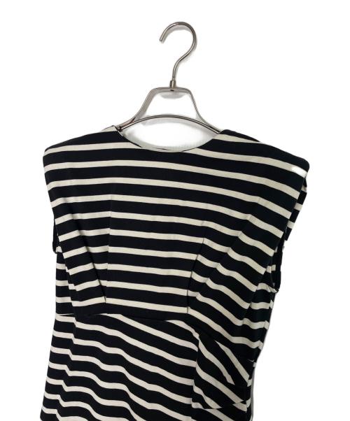 HER LIP TO（ハーリップトゥ）HER LIP TO (ハーリップトゥ) HER LIP TO ハーリップトゥ Tribeca Jersey Dress トライベッカ ジャージ ドレス ボーダー ノースリーブ マキシワンピース スリット入り ブラック×ホワイト サイズ:Sの古着・服飾アイテム
