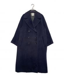 LANVIN en Bleu（ランバンオンブルー）の古着「LANVIN en Bleu ランバンオンブルー モヘヤ混 ダブル ロングコート チェスターコート」｜ネイビー