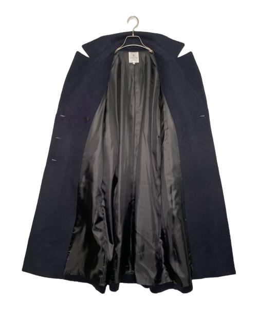 LANVIN en Bleu（ランバンオンブルー）LANVIN en Bleu (ランバンオンブルー) LANVIN en Bleu ランバンオンブルー モヘヤ混 ダブル ロングコート チェスターコート ネイビー サイズ:38の古着・服飾アイテム