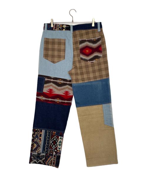 JADED（ジェイデッド）JADED (ジェイデッド) Jaded London ジェイデッドロンドン パッチワーク デニムパンツ インディゴ×カーキ サイズ:W34の古着・服飾アイテム
