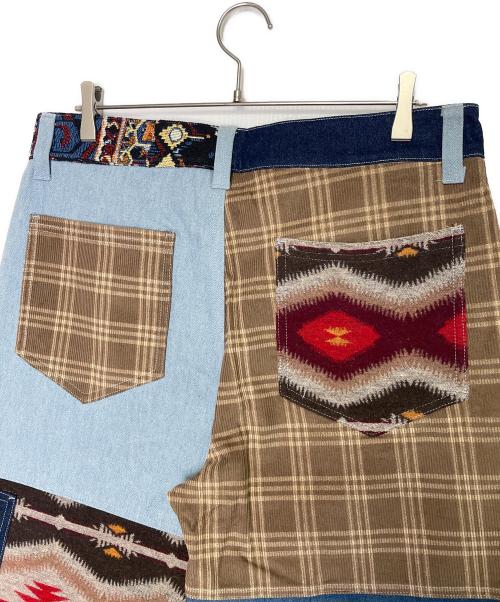 JADED（ジェイデッド）JADED (ジェイデッド) Jaded London ジェイデッドロンドン パッチワーク デニムパンツ インディゴ×カーキ サイズ:W34の古着・服飾アイテム