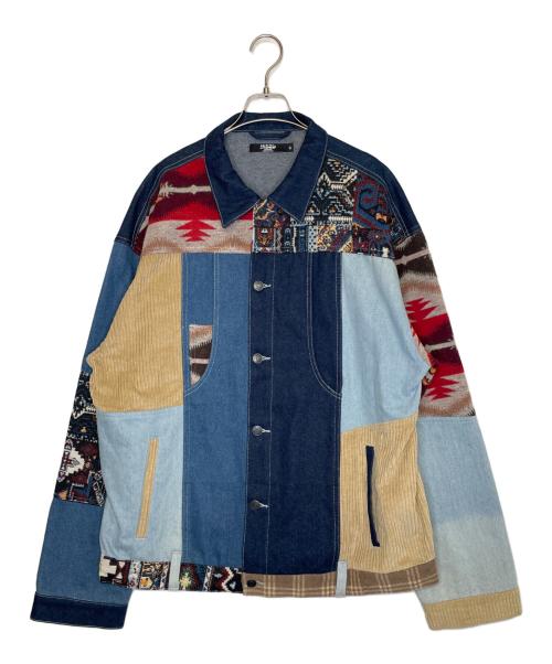 Jaded London（ジェイデッドロンドン）Jaded London (ジェイデッドロンドン) Jaded London ジェイデッドロンドン パッチワーク デニムジャケット インディゴ×カーキ サイズ:XLの古着・服飾アイテム