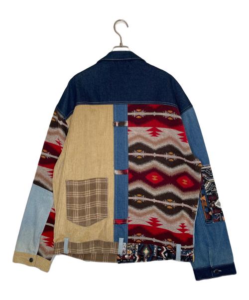 Jaded London（ジェイデッドロンドン）Jaded London (ジェイデッドロンドン) Jaded London ジェイデッドロンドン パッチワーク デニムジャケット インディゴ×カーキ サイズ:XLの古着・服飾アイテム