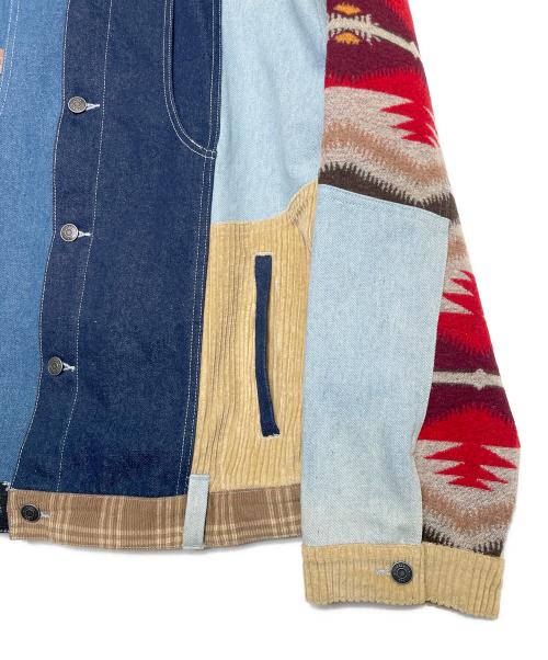 Jaded London（ジェイデッドロンドン）Jaded London (ジェイデッドロンドン) Jaded London ジェイデッドロンドン パッチワーク デニムジャケット インディゴ×カーキ サイズ:XLの古着・服飾アイテム