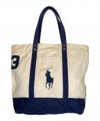 POLO RALPH LAURENポロ・ラルフローレン）の古着「POLO RALPH LAUREN ポロ ラルフローレン ビッグポニー ナンバリング 3 キャンバス トートバッグ」｜ベージュ