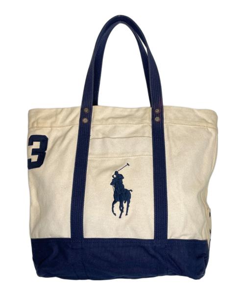 POLO RALPH LAUREN（ポロ・ラルフローレン）POLO RALPH LAUREN (ポロ・ラルフローレン) POLO RALPH LAUREN ポロ ラルフローレン ビッグポニー ナンバリング 3 キャンバス トートバッグ ベージュの古着・服飾アイテム