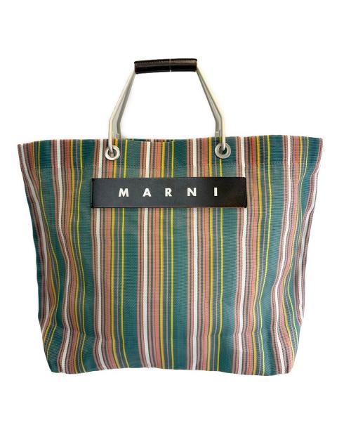 MARNI（マルニ）MARNI (マルニ) フラワーカフェトートバッグ ピンク×ネイビーの古着・服飾アイテム