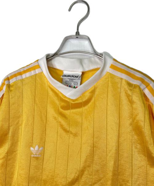 adidas（アディダス）adidas (アディダス) adidas アディダス 80s USA製 ワンポイント トレフォイル VネックTシャツ ゲームシャツ イエロー イエロー サイズ:Mの古着・服飾アイテム