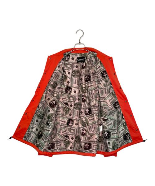Schott（ショット）Schott (ショット) Schott ショット 110 PATTERNED LINING ドル柄裏地 コーチジャケット ブルゾン オレンジ オレンジ×ブラック サイズ:Mの古着・服飾アイテム