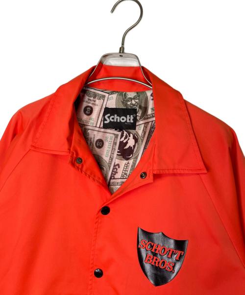 Schott（ショット）Schott (ショット) Schott ショット 110 PATTERNED LINING ドル柄裏地 コーチジャケット ブルゾン オレンジ オレンジ×ブラック サイズ:Mの古着・服飾アイテム