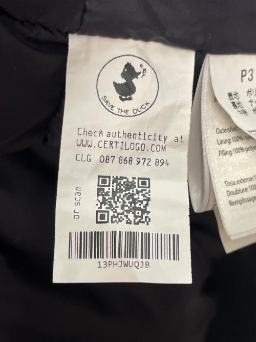 save the duck（セイブ ザ ダック）save the duck (セイブ ザ ダック) SAVE THE DUCK セイブ ザ ダック HISAE ボア襟 セーラーカラー ジップアップ 中綿ダウンジャケット エコダウン ブラック サイズ:Sの古着・服飾アイテム