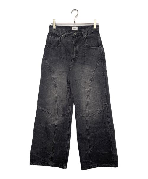 ANDER HUNK（アンダーハンク）ANDER HUNK (アンダーハンク) ANDER HUNK アンダーハンク クラックウォッシュ ワイドデニムパンツ ジーンズ ブラック サイズ:Sの古着・服飾アイテム