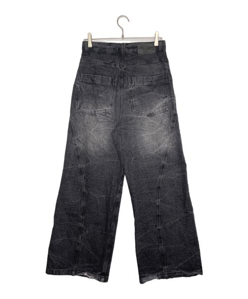 ANDER HUNK（アンダーハンク）ANDER HUNK (アンダーハンク) ANDER HUNK アンダーハンク クラックウォッシュ ワイドデニムパンツ ジーンズ ブラック サイズ:Sの古着・服飾アイテム