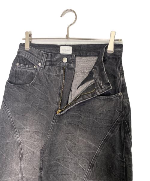 ANDER HUNK（アンダーハンク）ANDER HUNK (アンダーハンク) ANDER HUNK アンダーハンク クラックウォッシュ ワイドデニムパンツ ジーンズ ブラック サイズ:Sの古着・服飾アイテム