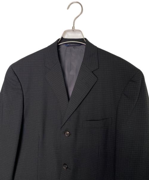 POLO RALPH LAUREN（ポロ・ラルフローレン）POLO RALPH LAUREN POLO RALPH LAUREN ポロ ラルフローレン 2000年代 ウインドウペン 格子柄 3ボタン シングル スーツ シルクウール 日本製 ブラックの古着・服飾アイテム