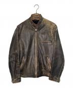 Schottショット）の古着「Schott ショット 1985〜1990年代初頭 641 シングルライダース レザージャケット 経年変化 色剥げ」｜ブラウン