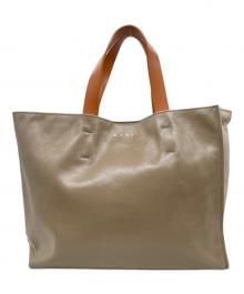 MARNI（マルニ）の古着「MARNI マル二 MUSEO SOFT EW（EAST-WEST）ミュゼオ ソフト SHMP0069 ハンドバッグ ミニトートバッグ 2WAY ショルダーバッグ」｜オレンジ×ブラウン
