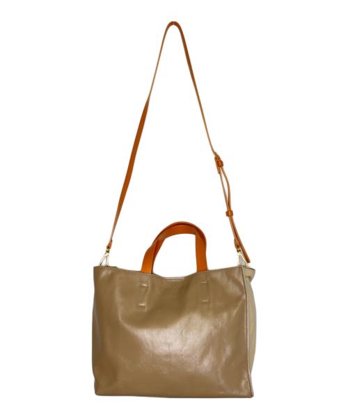MARNI（マルニ）MARNI (マルニ) MARNI マル二 MUSEO SOFT EW（EAST-WEST）ミュゼオ ソフト SHMP0069 ハンドバッグ ミニトートバッグ 2WAY ショルダーバッグ オレンジ×ブラウンの古着・服飾アイテム
