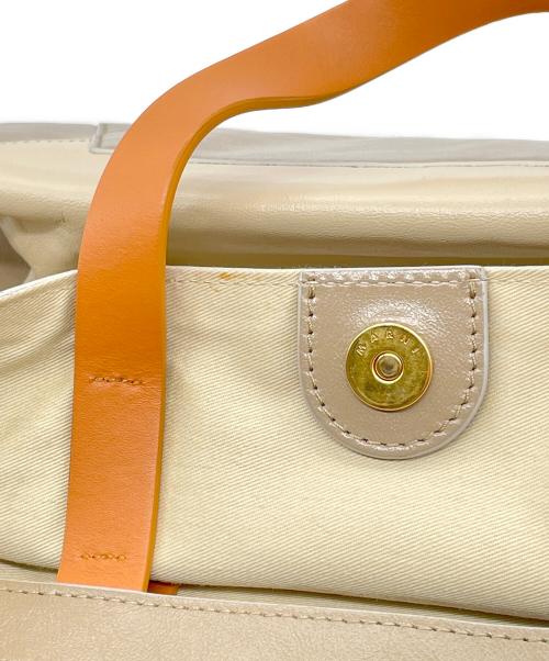 MARNI（マルニ）MARNI (マルニ) MARNI マル二 MUSEO SOFT EW（EAST-WEST）ミュゼオ ソフト SHMP0069 ハンドバッグ ミニトートバッグ 2WAY ショルダーバッグ オレンジ×ブラウンの古着・服飾アイテム