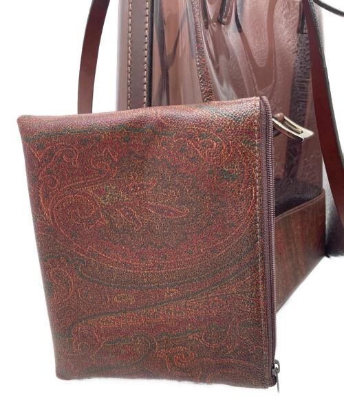 ETRO（エトロ）ETRO (エトロ) ETRO エトロ PVC レザー ペイズリー柄 ビニールトートバッグ クリアトートバッグ ブラウンの古着・服飾アイテム