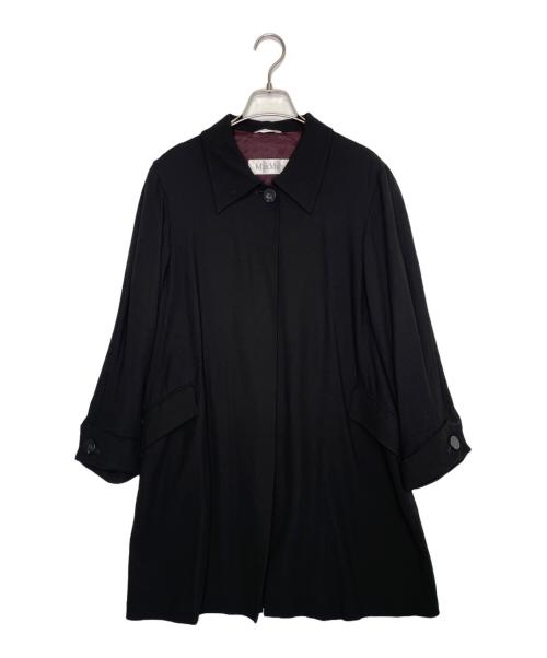 MaxMara（マックスマーラ）MaxMara (マックスマーラ) MaxMara マックスマーラ 90年代 白タグ ファーストライン ヴァージンウール アセテート ステンカラー ハーフコート ブラック サイズ:J I 40（11号）の古着・服飾アイテム