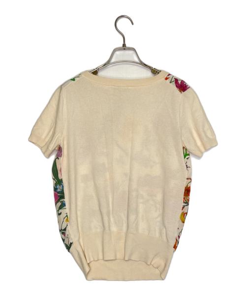 GUCCI（グッチ）GUCCI (グッチ) GUCCI グッチ フローラ 花柄 日本上陸50周年記念 シルク カシミヤ混 半袖ニット 360378 ベージュ サイズ:不明（M相当）の古着・服飾アイテム