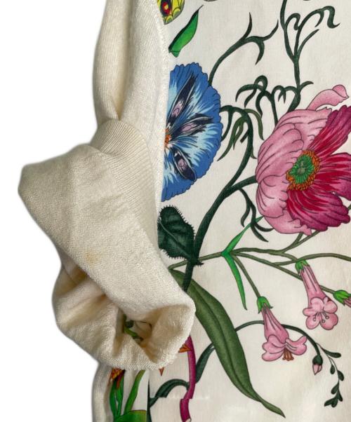 GUCCI（グッチ）GUCCI (グッチ) GUCCI グッチ フローラ 花柄 日本上陸50周年記念 シルク カシミヤ混 半袖ニット 360378 ベージュ サイズ:不明（M相当）の古着・服飾アイテム