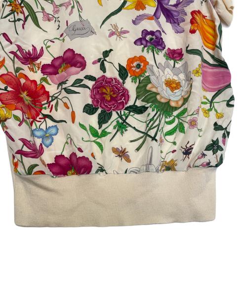 GUCCI（グッチ）GUCCI (グッチ) GUCCI グッチ フローラ 花柄 日本上陸50周年記念 シルク カシミヤ混 半袖ニット 360378 ベージュ サイズ:不明（M相当）の古着・服飾アイテム
