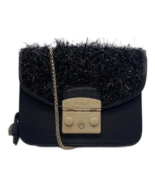 FURLA（フルラ）FURLA (フルラ) FURLA フルラ Metropolis Mini Crossbody Custom Flap メトロポリス カスタマイズ ショルダーバッグ フラップ ブラックの古着・服飾アイテム