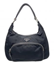 PRADA（プラダ）の古着「PRADA TESSUTO プラダ テスート 00's Y2K ホーボー ワンショルダーバッグ トライアングルロゴ BR3279」｜ブラック