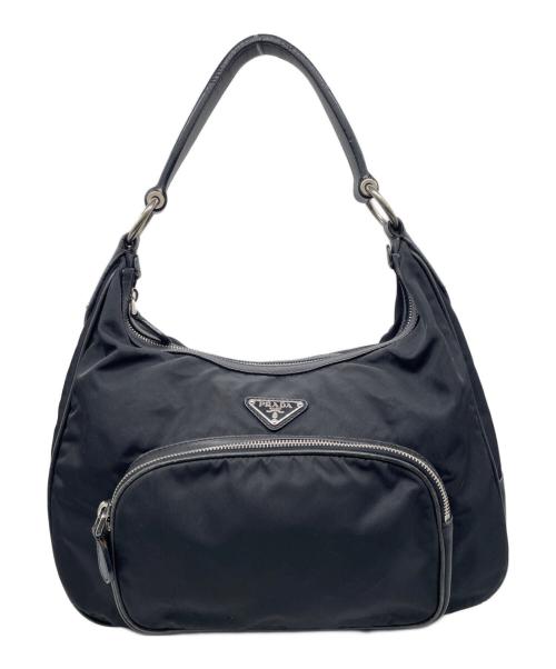 PRADA（プラダ）PRADA (プラダ) PRADA TESSUTO プラダ テスート 00's Y2K ホーボー ワンショルダーバッグ トライアングルロゴ BR3279 ブラックの古着・服飾アイテム