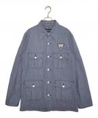 Hysteric Glamourヒステリックグラマー）の古着「Hysteric Glamour ヒステリックグラマー 90's 90年代 HYSTERIC HEAVY ヒステリックヘビー ヒッコリー カバーオール クローバーワッペン」｜インディゴ