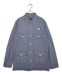 Hysteric Glamour（ヒステリックグラマー）の古着「Hysteric Glamour ヒステリックグラマー 90's 90年代 HYSTERIC HEAVY ヒステリックヘビー ヒッコリー カバーオール クローバーワッペン」｜インディゴ