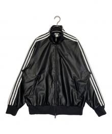 adidas（アディダス）の古着「adidas アディダス プレザー3Sトラックトップ 2026年モデル フェイクレザー トラックジャケット ジャージ」｜ブラック