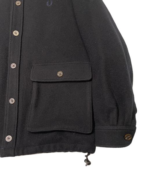 FRED PERRY（フレッドペリー）FRED PERRY (フレッドペリー) FRED PERRY フレッドペリー 2018AW LONG LINE JACKET ロングラインジャケット ウールコート ネイビー ブラック×ブラウン サイズ:Mの古着・服飾アイテム