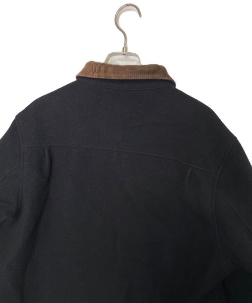 FRED PERRY（フレッドペリー）FRED PERRY (フレッドペリー) FRED PERRY フレッドペリー 2018AW LONG LINE JACKET ロングラインジャケット ウールコート ネイビー ブラック×ブラウン サイズ:Mの古着・服飾アイテム