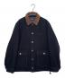 FRED PERRY（フレッドペリー）の古着「FRED PERRY フレッドペリー 2018AW LONG LINE JACKET ロングラインジャケット ウールコート ネイビー」｜ブラック×ブラウン