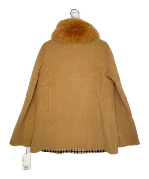 DAKS（ダックス）DAKS (ダックス) DAKS ダックス フォックスファー ウールショートコート 裏地ハウスチェック ベージュ サイズ:38の古着・服飾アイテム