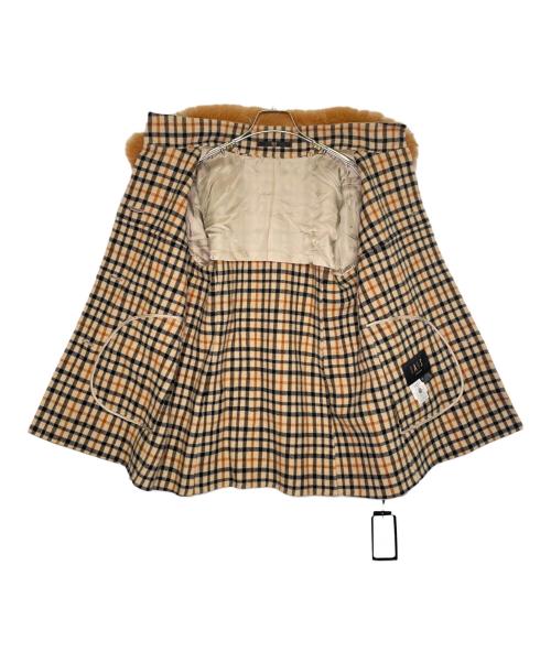 DAKS（ダックス）DAKS (ダックス) DAKS ダックス フォックスファー ウールショートコート 裏地ハウスチェック ベージュ サイズ:38の古着・服飾アイテム