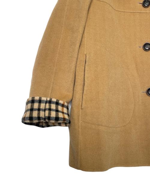 DAKS（ダックス）DAKS (ダックス) DAKS ダックス フォックスファー ウールショートコート 裏地ハウスチェック ベージュ サイズ:38の古着・服飾アイテム