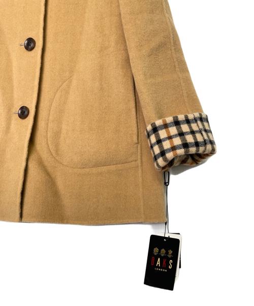 DAKS（ダックス）DAKS (ダックス) DAKS ダックス フォックスファー ウールショートコート 裏地ハウスチェック ベージュ サイズ:38の古着・服飾アイテム