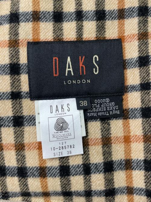 DAKS（ダックス）DAKS (ダックス) DAKS ダックス フォックスファー ウールショートコート 裏地ハウスチェック ベージュ サイズ:38の古着・服飾アイテム