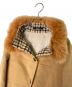 中古・古着 DAKS (ダックス) DAKS ダックス フォックスファー ウールショートコート 裏地ハウスチェック ベージュ サイズ:38：5000円